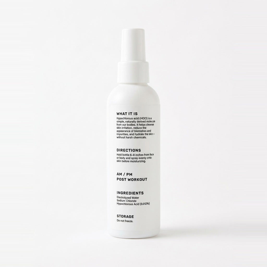 Skeen Hypochlorous Acid Facial Spray 6 oz - back label